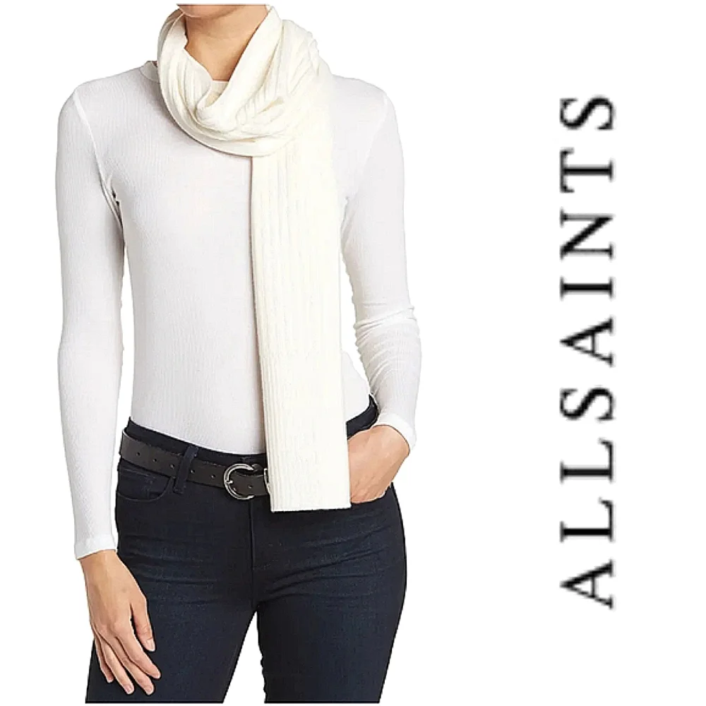 All Saints Ribbed Knit Wool-Blend Scarf